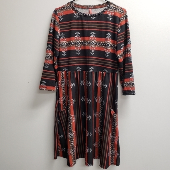 PaoLiNo Striped Long Sleeve Dress Size Large - Picture 1 of 7